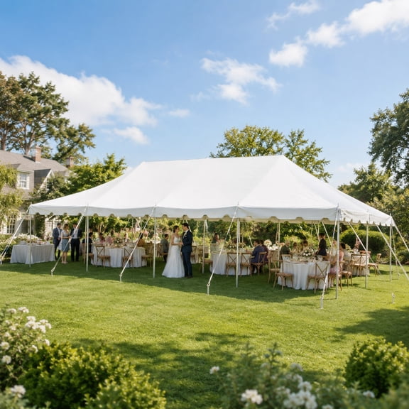 Party Tents Direct Weekender Pole Tent Party Canopy, 20x40 White
