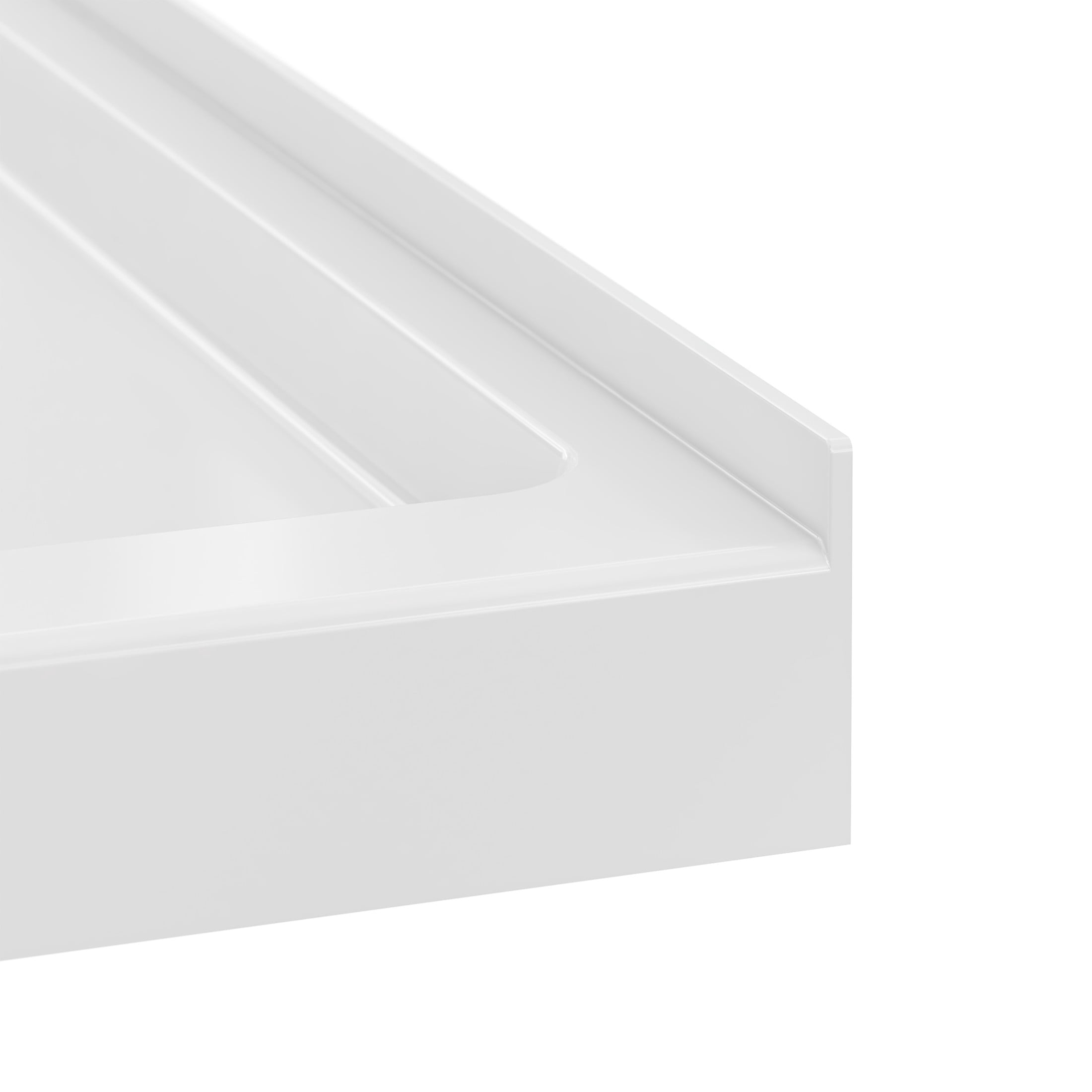 Marquette 32" x 32" Round Corner Double-Threshold Shower Pan Base with Center Drain in Glossy White