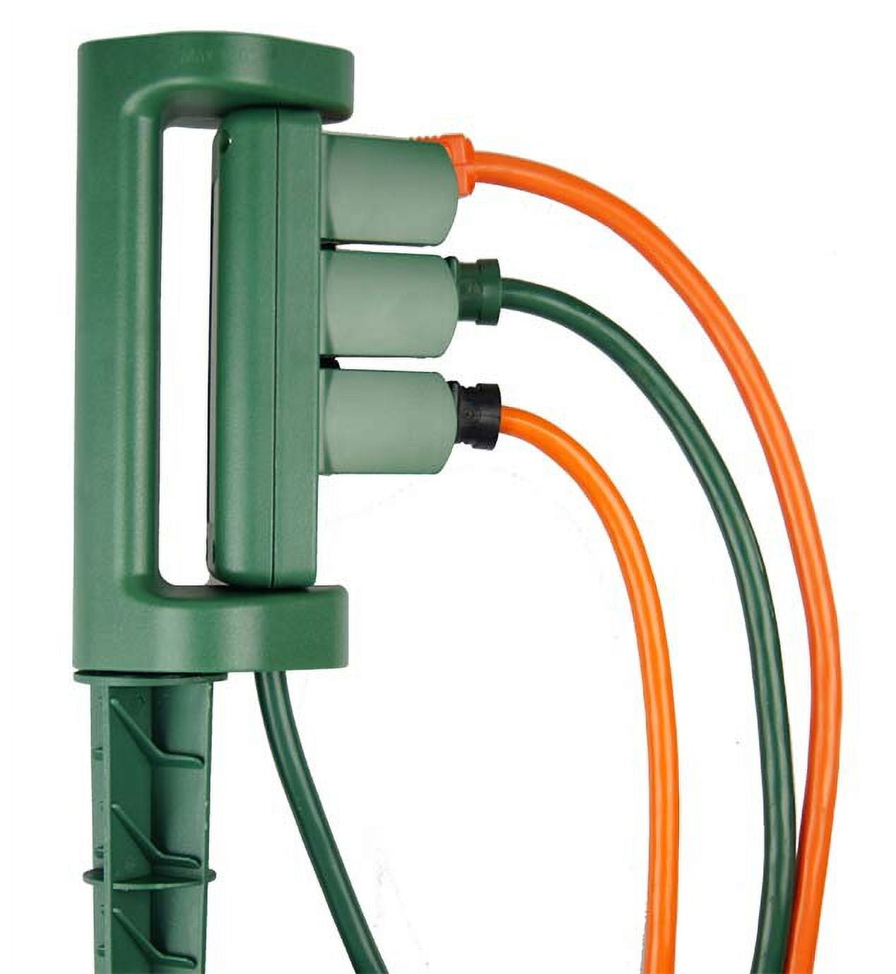 (4 pack) Hyper Tough 3-Outlet Outdoor Stake Timer with 3-Pronged Outlet Swivel Function, 10 Amps, Green