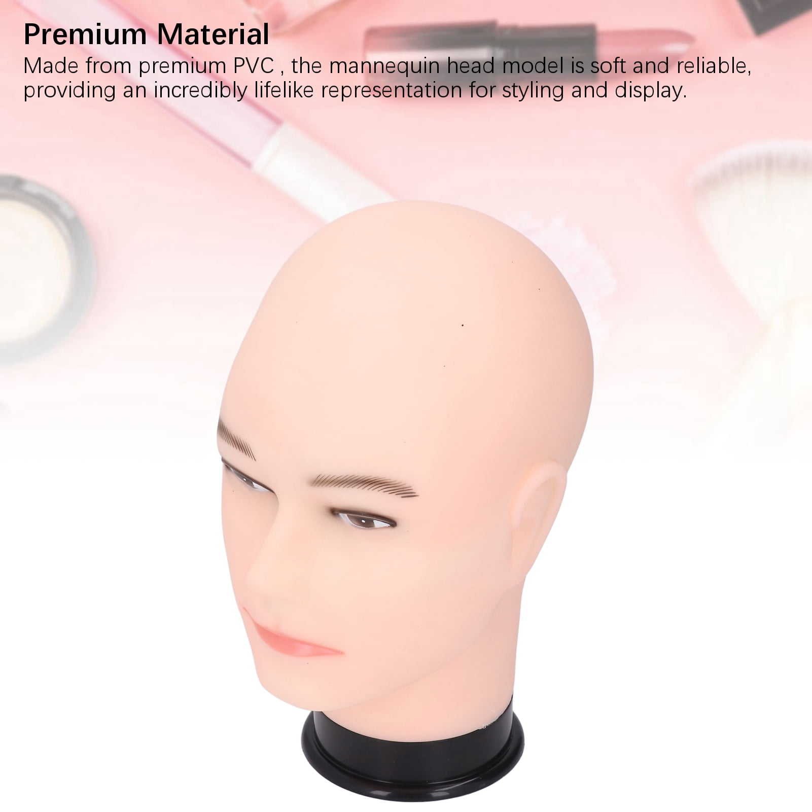 Male Mannequin Head, <span Style="background:red"></span> Bald Design For Wig Styling  Display, 22in Circumference