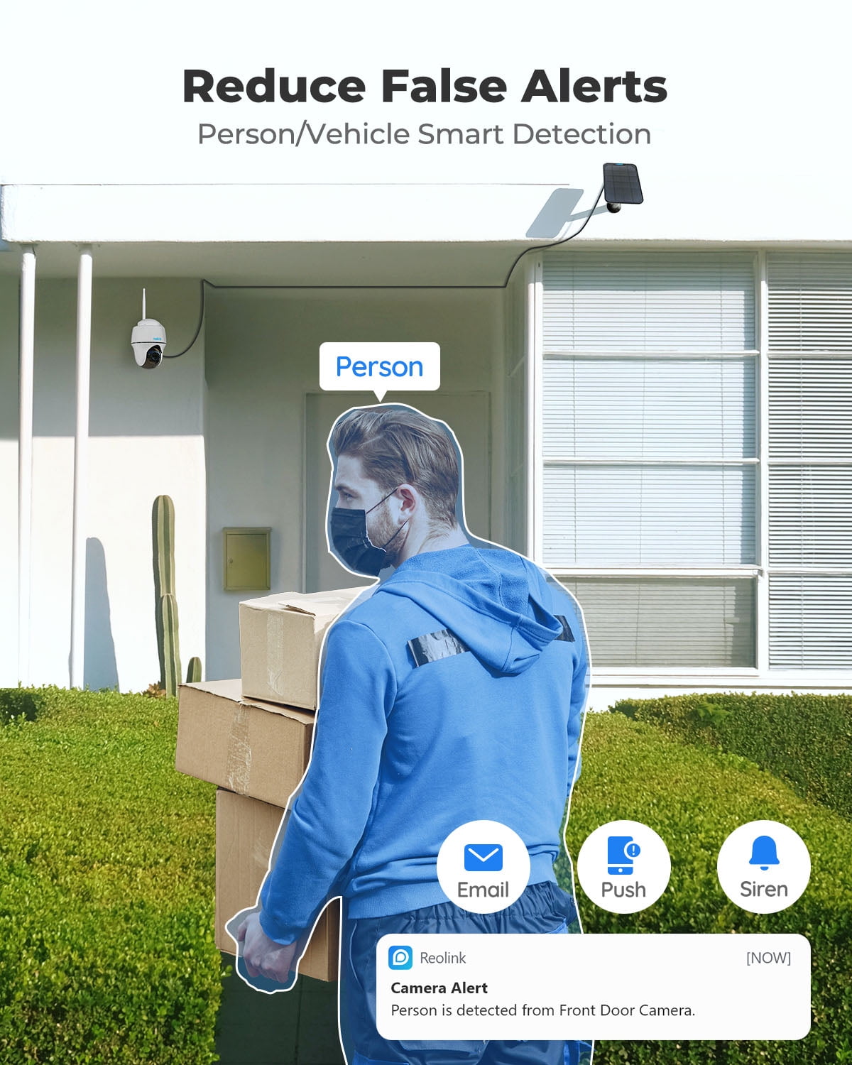 Reolink 4MP Pan Tilt 2.4/5GHz WIFI Outdoor Security Battery-Powered Camera, Smart Person/Vehicle Detect, 2-way Audio, PIR Motion, Night Vision, Support Google Assistant - Argus Series Cam+Solar Panel