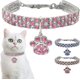 thumbnail image 2 of Pet Collar With Diamonds, Adjustable Crystal Diamond Elastic Heart Claw Pendant Wedding Cat And Dog Small Pet Necklace Jewelry,pink,medium, 2 of 3
