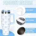 thumbnail image 3 of 40 Oz Blue Bow Tumbler with Handle Straw and Lid Bow-Knot Travel Coffee Tumbler Cup for Women Friend Holiday Birthday, 3 of 6