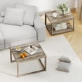 thumbnail image 4 of Spaco Nesting Coffee Table Set (2 Pieces), Stackable Space-Saving Design, Rubber Wood Frame, Gray, 4 of 7