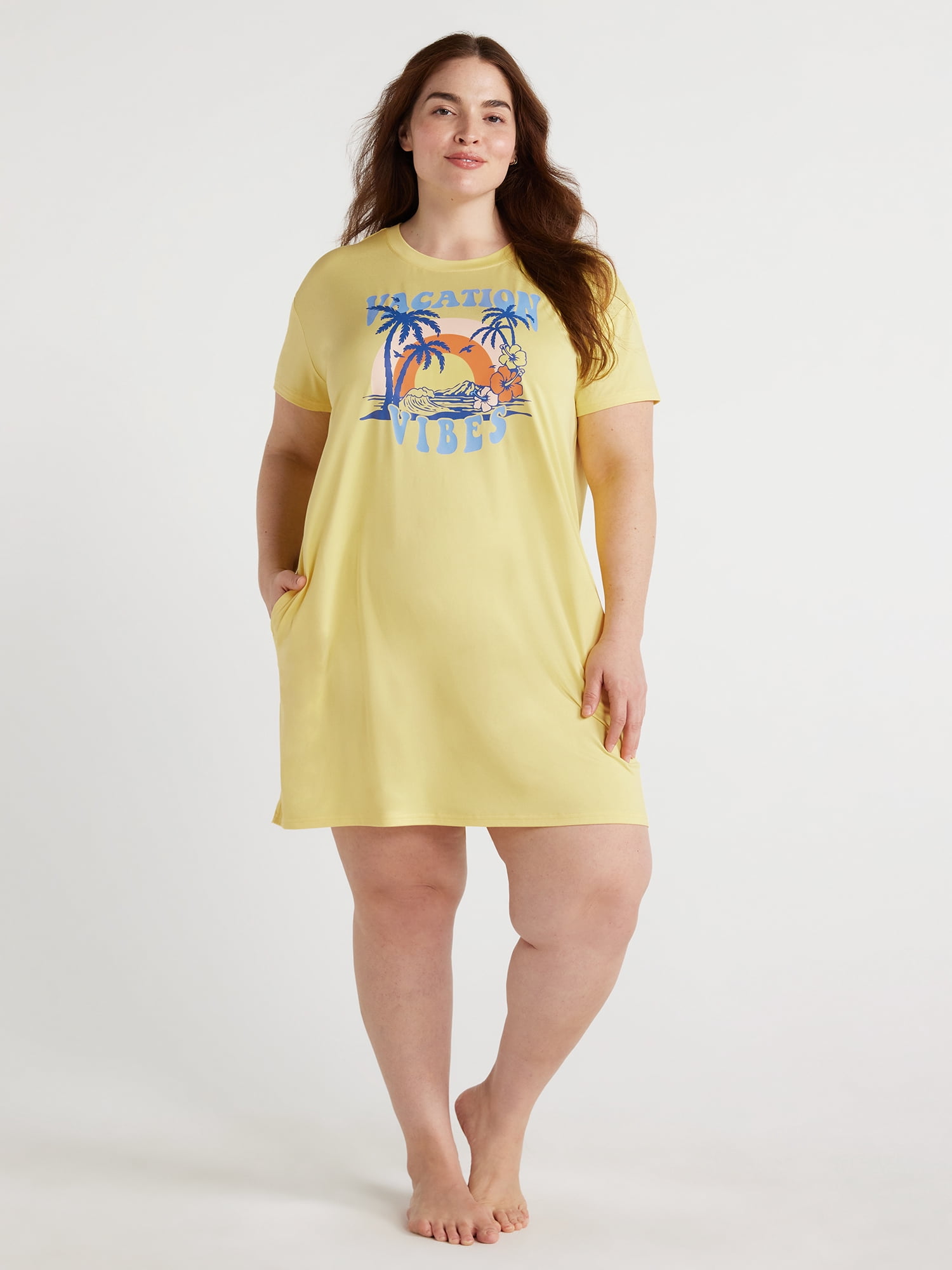 Joyspun Women's Short Sleeve Sleepshirt, Sizes S/M to 2X/3X