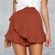 thumbnail image 2 of Falda skate para mujer. Mini shorts de playa cruzados. Shorts de lino con volantes y cintura alta, cintura elástica para looks informales, para ir a nadar o para llevar con ropa urbana. Combínalos, 2 of 5