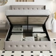 thumbnail image 5 of Einfach Queen Size Lift up Platform Storage Bed Frame with Fabric Upholstered Wingback Button Tufted Headboard, Beige, 5 of 12