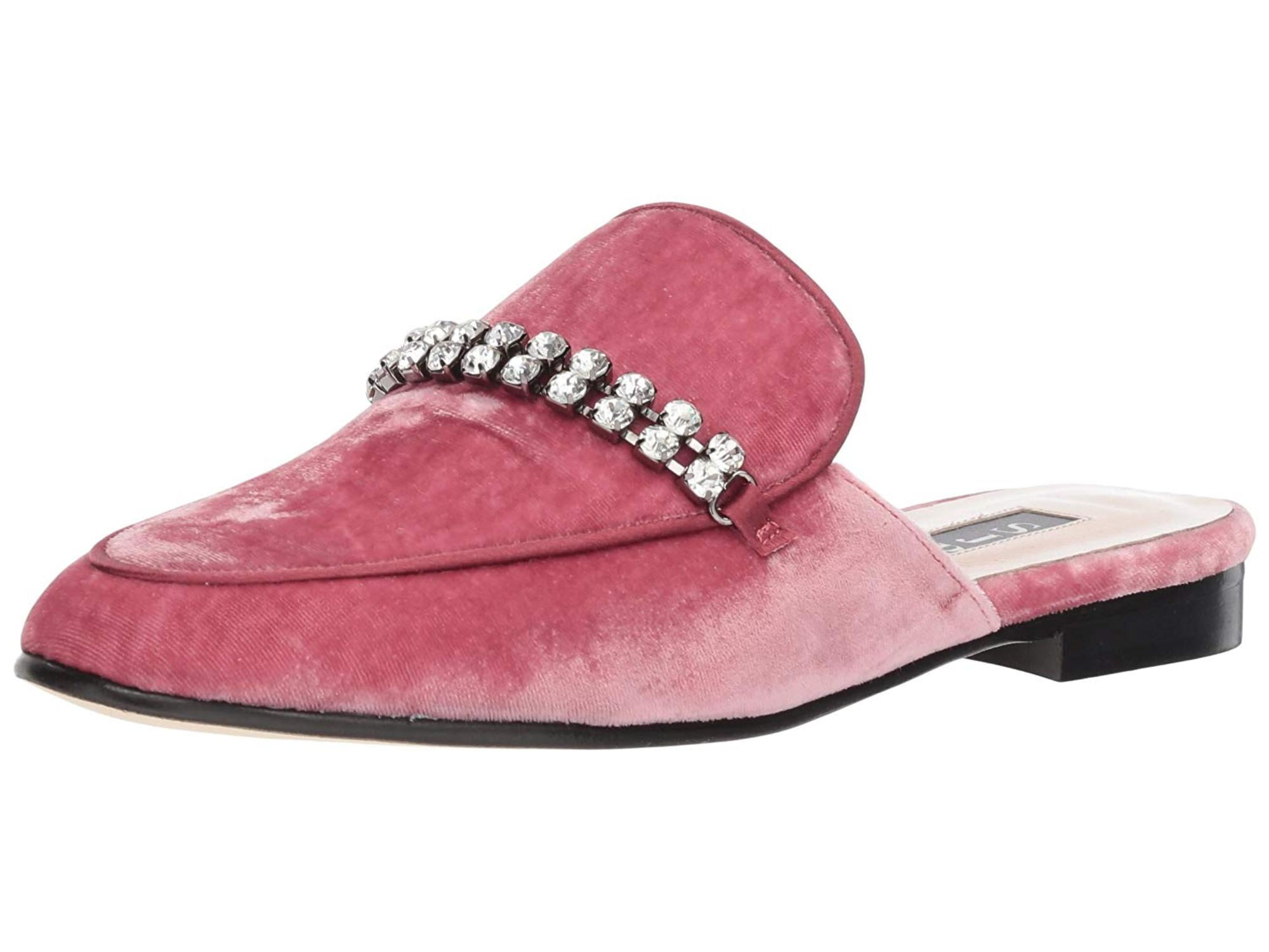 pink velvet mules