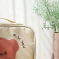 thumbnail image 3 of Bolsa de maquillaje de viaje, bolsa de aseo de almacenamiento bonita de dibujos animados, bolsa de cosméticos de mano portátil para lavado de viaje, maquillaje, color beige cremoso, 3 of 5