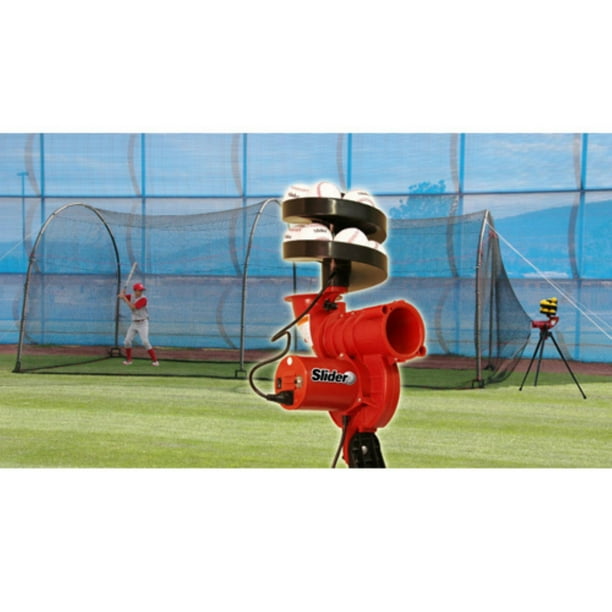 Heater Sports Slider LiteBall Pitching Machine & Xtender 24 ft. Batting Cage