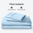 thumbnail image 3 of Bare Home Ultra-Soft Fitted Sheet + Pillowcase Set - Premium 1800 Collection - Deep Pocket - Split King, Light Blue, 3 of 8