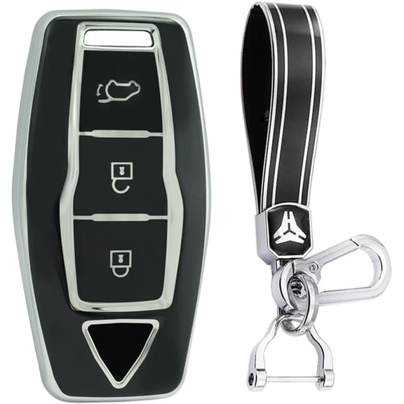 Key Fob Cover Compatible with Mitsubishi Outlander Pajero Sport L200 Delica Mini 2025 Keychain Case Holder Protector,1,A Black