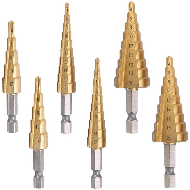 Brocas Escalonadas StagBroc 6 Pzas 2 x 3-12mm 2 x 4-12mm 2 x 4-20mm 2.4cm Zanco Escalonadas Acero Alta Velocidad VentDepot