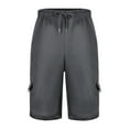 thumbnail image 5 of Linen Cargo Shorts for Men Athletic Gym Shorts Hiking Drawstring Shorts Workout Shorts with Pockets, 5 of 5