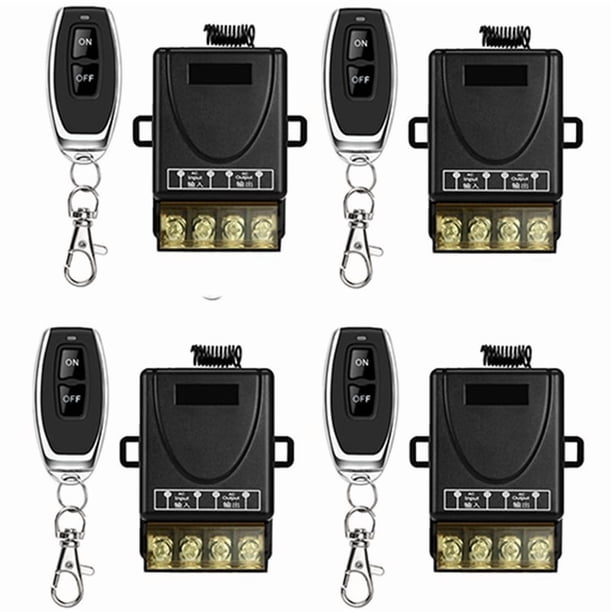 4X Interruptor de Control Remoto de Bomba de Agua de 433 MHz 220 V, MóDulo Receptor de 1 Canal 30A, Transmisor RF Inalámbrico de Encendido / Apagado para Luz LED