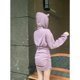 thumbnail image 3 of Vestidos con capucha para mujer, ajustados, deportivos, de otoño, minivestidos lisos con escote en V, ropa de calle americana, sencillos, para uso diario, combinables con todo., 3 of 6