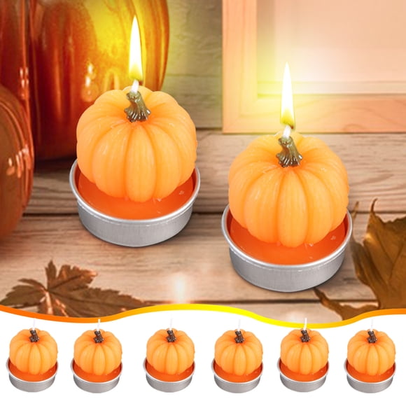 RKSTN halloween decroations Halloween Party Supplies Pumpkin Candles Halloween Plastic Arts Candles 6pc