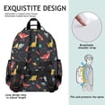 thumbnail image 5 of Dinosaur and Rocket Navy Pattern Cute School Backpack Bag for School with Padded Back and Adjustable Shoulder Straps 15.25"x11.5"x5.25", 5 of 5