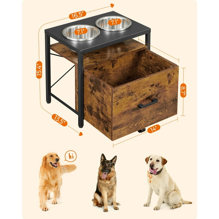 Elevated Dog Feeder With Storage Rustic Dog Feeder 2 Bowl 