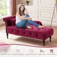 thumbnail image 3 of Velvet Chaise Lounge Zarler Indoor Modern Tufted Long Lounger with Pillow for Living Room Bedroom Office HotPink, 3 of 9