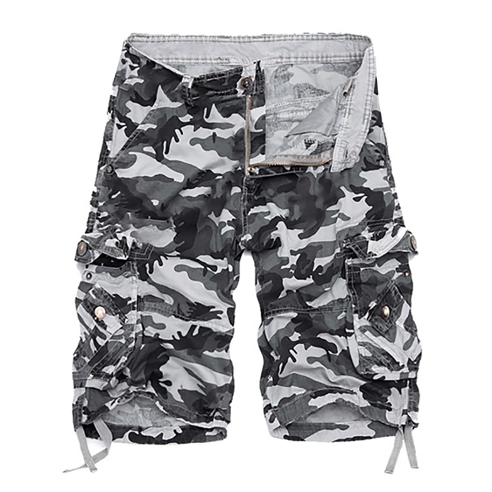 YanHoo Camo Cargo Shorts for Men Multi Pocket Elastic Waist