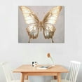 thumbnail image 2 of Nawypu  Animals Wall Art Canvas Prints 'Golden Butterfly Glimmer' Insects Home Décor, White Frame, 2 of 4
