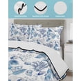 thumbnail image 3 of Twin Quilt Bedding Set, Coastal Nautical Reversible Summer Quilt 3 Pieces, Summer Ocean Beach Sea Corals Blue Lightweight Bedspreads Coverlets with 2 Pillow Shams for All Seasons, 3 of 5