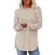 thumbnail image 2 of Pantalones deportivos para mujer,Blusa informal abotonada para mujer, cuello redondo, corte holgado, abertura lateral en el bajo, mezcla de poliéster, ideal para uso en casa y oficina, sopatenor, 2 of 9