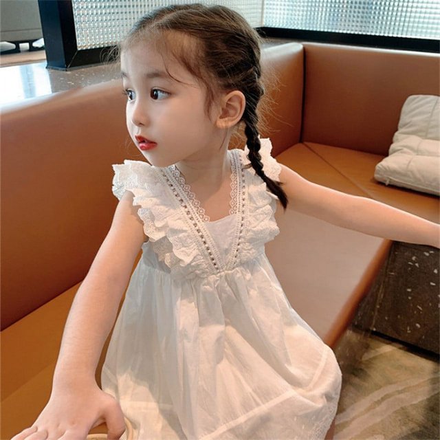 Vestido de verano con falda y chaleco de tirantes para niñas, falda de gasa para niñas, vestido de princesa para niñas, vestido de verano para niñas pequeñas