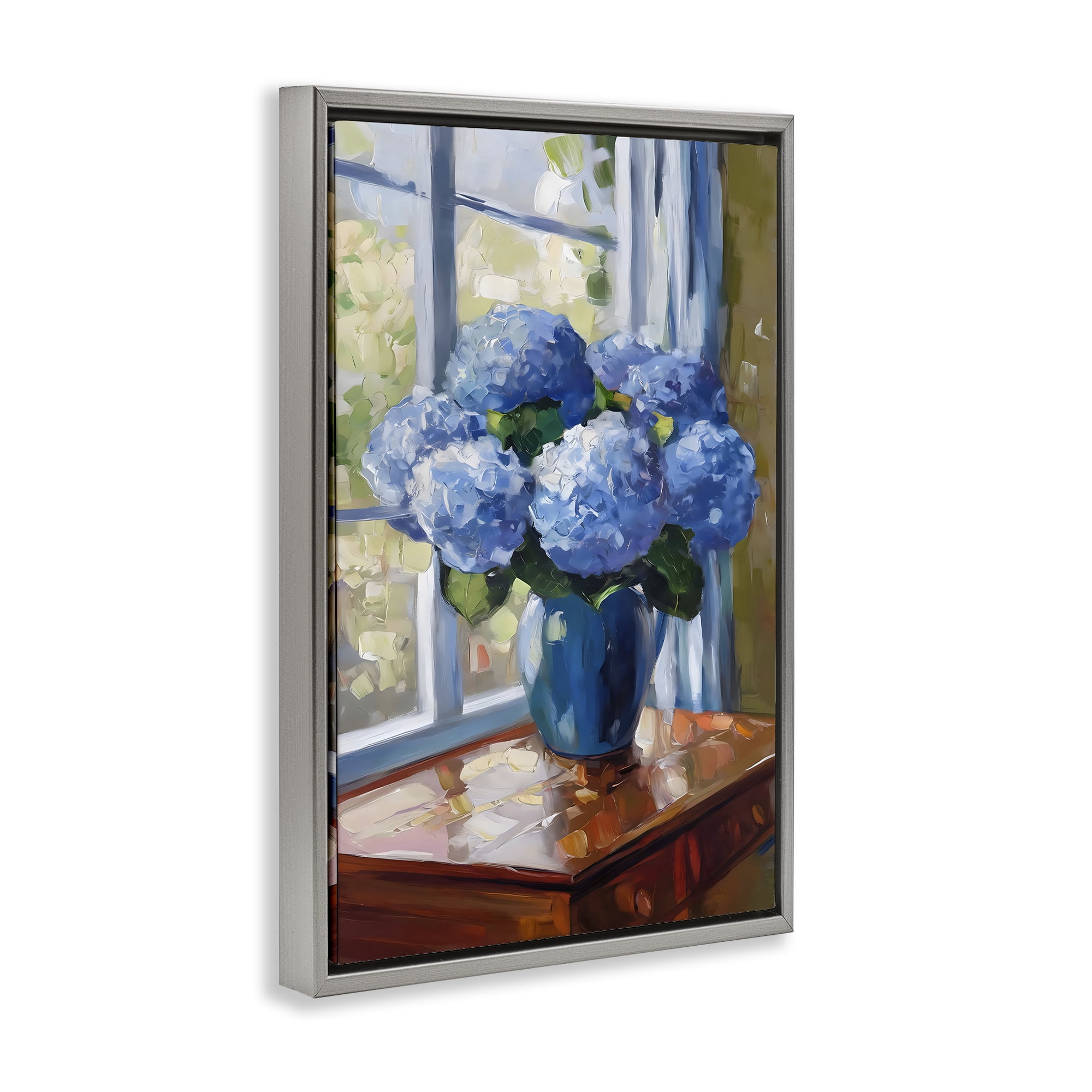 Stupell Industries Winter Hydrangeas by Window Gray Framed Floater Canvas Wall Art, design by Creative Studio