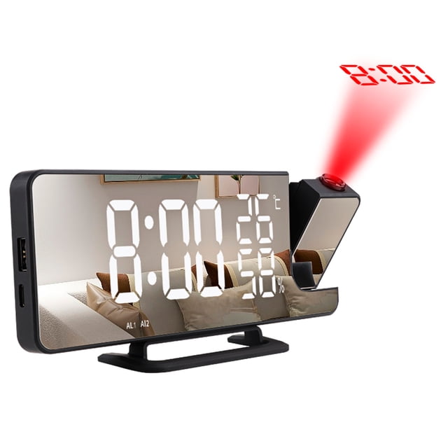 Reloj despertador de proyección digital Reloj despertador con espejo LED con proyección en el techo yeacher Con radio temperatura humedad