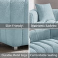 thumbnail image 4 of 84" Teddy Velvet 3-Seater Sofa, Modern Plush Bubble Couch with Deep Seat and 6 Metal Legs, Blue, For Living Room, Bedroom, Office, 4 of 7