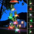 thumbnail image 1 of Campana de jardín y aldaba Panel de cobre Colibrí que cambia de color LED Solar móvil Carillón de viento Luz que cambia de color Impermeable Seis carillón de viento de colibrí, 1 of 5