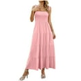 thumbnail image 1 of PENGXIANG Femmes Maxi Robe d'Été Casual Boho Sans Manches Spaghetti Sangle Smocked Longues Robes de Plage Soleil, 1 of 7