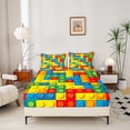 thumbnail image 2 of Games Bed Sheet Set Bedroom Color Building Blocks Fitted Sheet Gift Toy Brick Bedding Set Nursery Bed Cover with Pillowcase Decor 2 Pcs Twin Size, 2 of 5