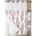 thumbnail image 3 of No Hook Shower Curtain with Snap-in Liner, Red Botanical Waterproof Fabric Bathroom Curtains, Pastoral Elegant Spring Floral Bath Curtains & Mesh Top Window 72"x84" Long, 3 of 9