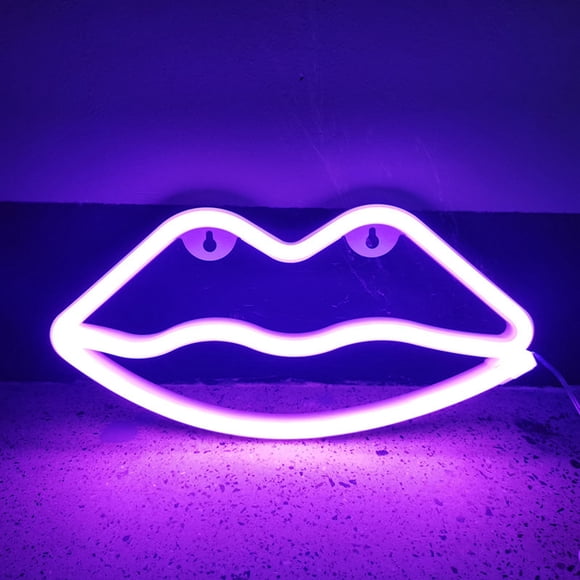 LED Neon Sign Night Light Battery And USB Powered Signs Neon Lamp Decorative Neon Sign Wall Lamp (Lips)