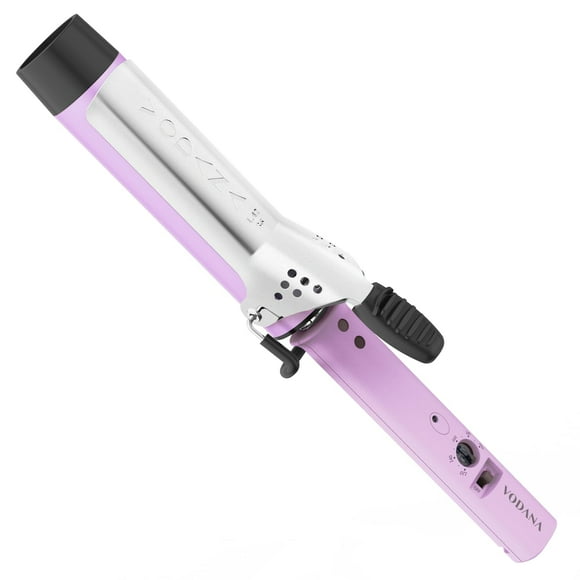 Rizador de pelo de cerámica VODANA Professional GlamWave, rizos naturales duraderos, calor instantáneo, rizador de pelo, disponible en EE. UU. (4 cm, lavanda)