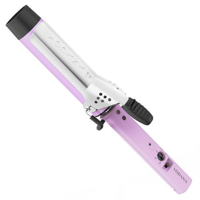 Rizador de pelo de cerámica VODANA Professional GlamWave, rizos naturales duraderos, calor instantáneo, rizador de pelo, disponible en EE. UU. (3,18 cm, lavanda)