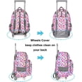 thumbnail image 4 of Tilami Unisex Double Handle Wheeled Rolling Backpack, Cat Pink, 4 of 6