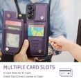 thumbnail image 5 of Mantto Case for Samsung Galaxy A52 4G/5G with Card Holder, Retro PU Leather RFID Blocking Credit Card Slots Double Magnetic Clasp Flip Kickstand Shockproof Phone Cover for Galaxy A52 4G/5G,Purple, 5 of 9