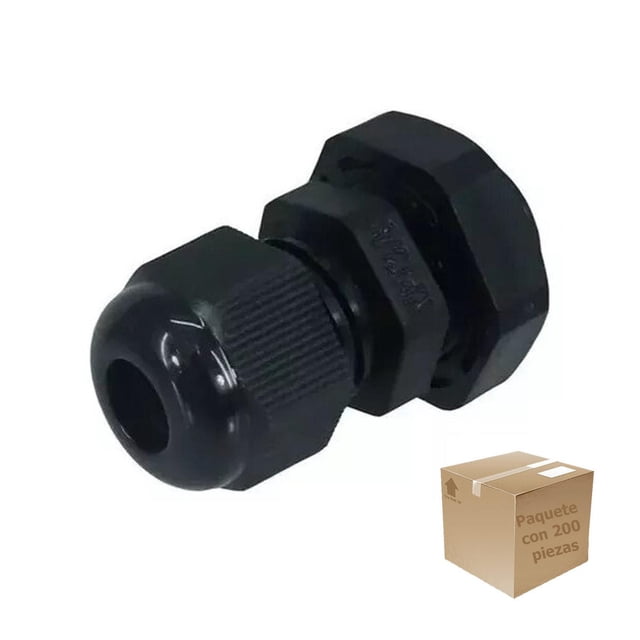 Conector Glandula De Nylon Negro 3/8 Pulgadas 200 Pzs negro 3/8 pulgadas