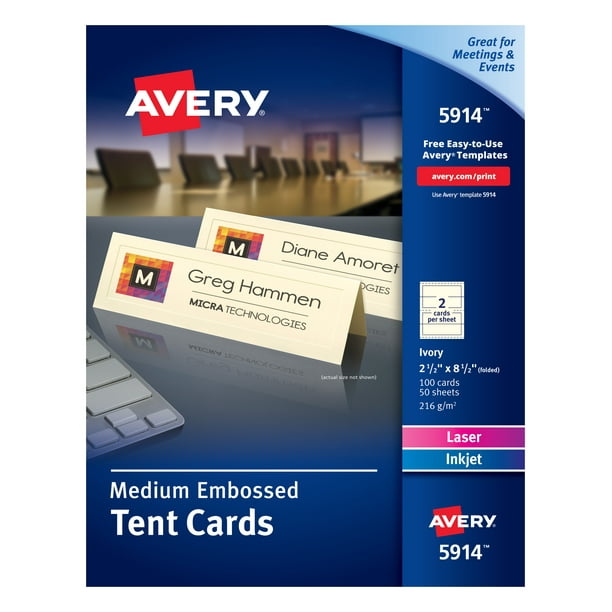 Avery Medium Tent Cards, Embossed Ivory, Uncoated, Two-Sided Printing ...