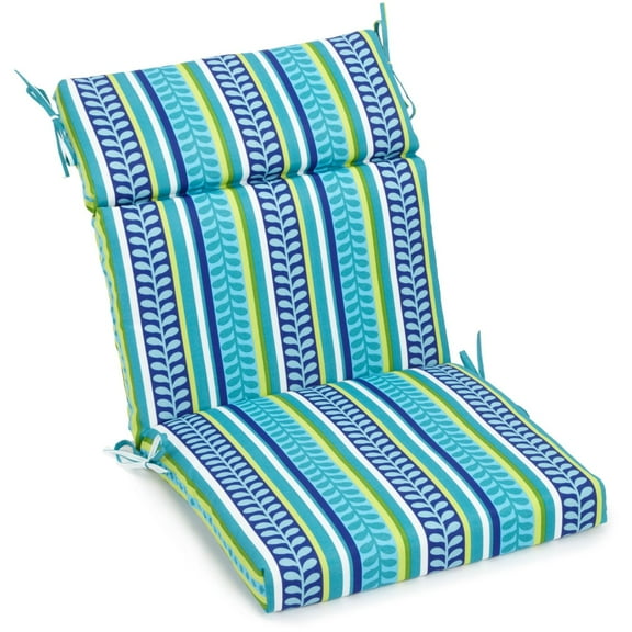 Blazing Needles Spun Polyester Outdoor Squared Seat/Back Chair Cushion-Size:20"x42",Style:Pike Azure