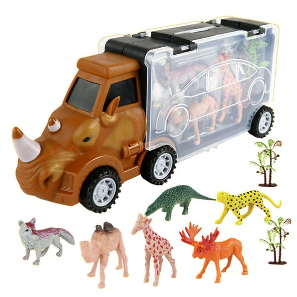 Dinosaurio Camión Transportador Conjunto Dinosaurio Transporte Camión Portátil Animal Almacenamiento Inercial Coche Para Niño 9 Unids/Set sonducket HA047131-01