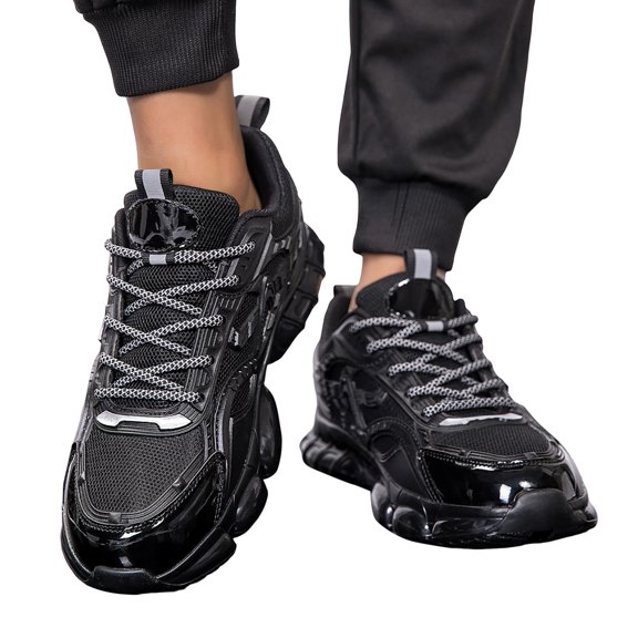 Running Shoes for Men Chunky Fashion Sneakers Casual Sports Tennis Walking Shoes Lace up Non Slip Breathable Mesh Workout Shoes