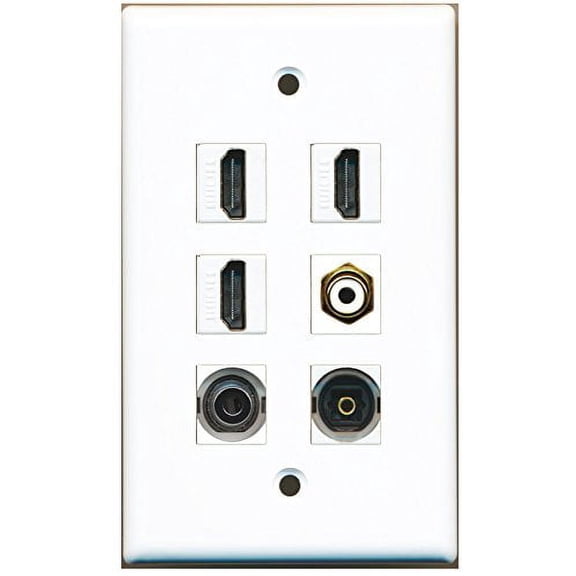 RiteAV - 3 HDMI 1 Port RCA White 1 Port Toslink 1 Port 3.5mm Wall Plate
