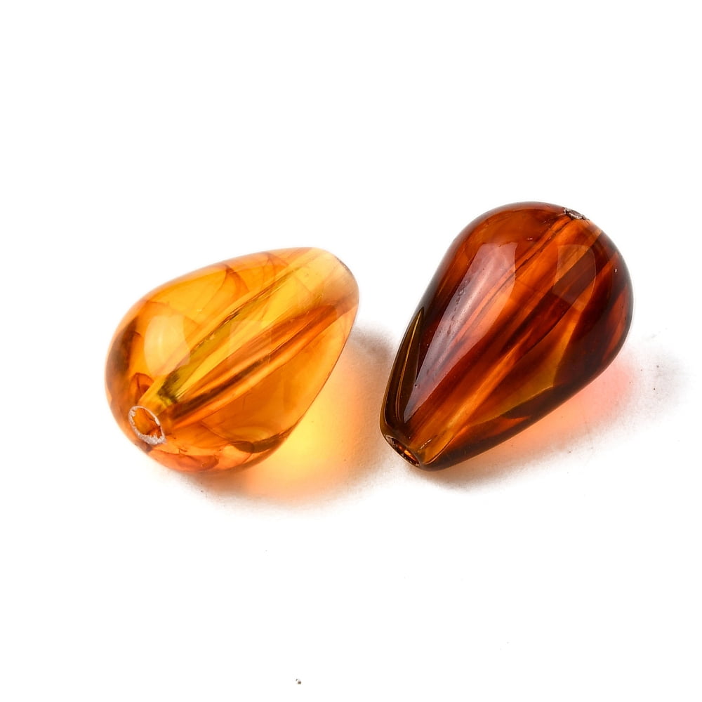 Transparent Acrylic Beads Imitate Amber Beads Teardrop 15x10mm Hole: 1.8mm about 657pcs/500g