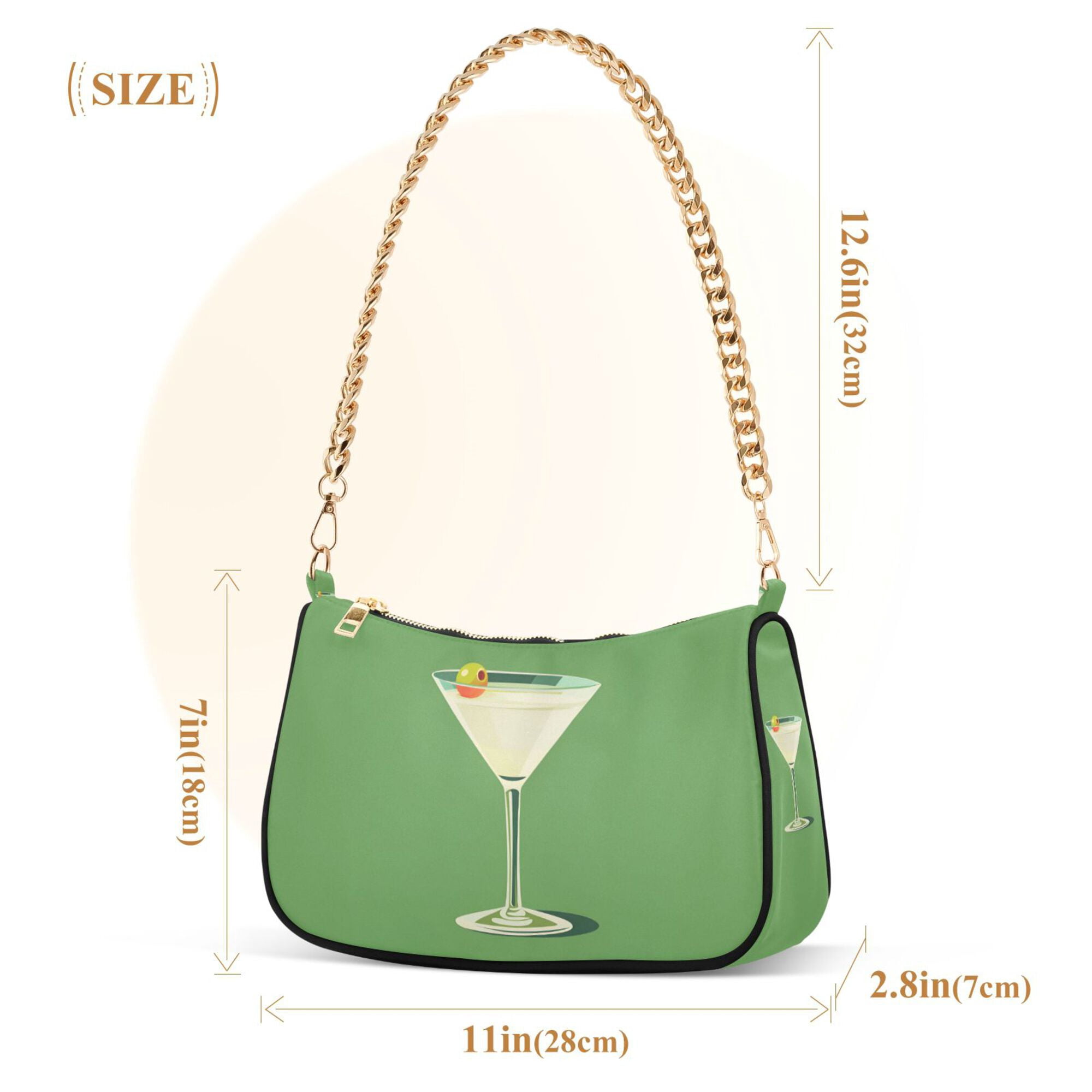 FORMRS Womens Shoulder Bag with Chain Strap Clutch Purse Cute Tote Handbag, Green Lemon Juice