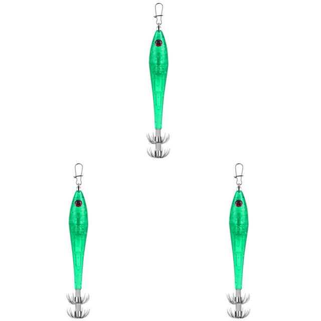 Señuelos de pesca Luz 3D Simulación Ojo Pesca Calamar Gancho LED Pesca (verde)